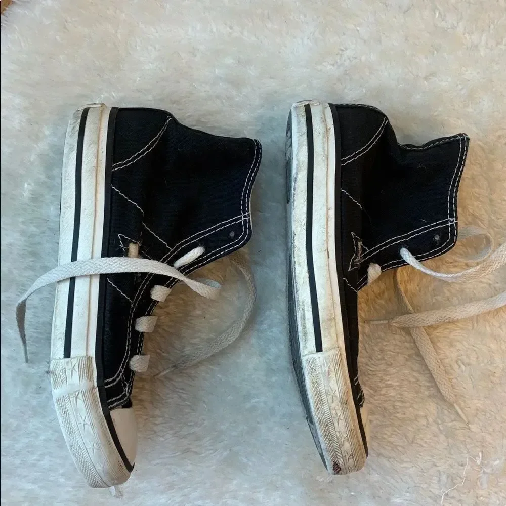 Converse One Star Kids Black and White High-Top Sneakers